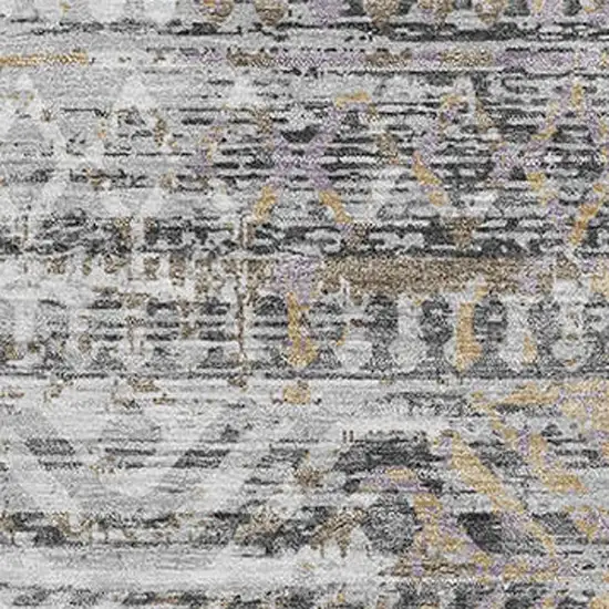 Gray Gold And Ivory Moroccan Washable Area Rug With UV Protection Photo 3