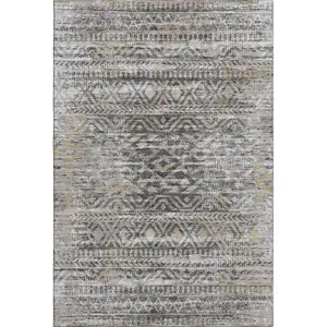Photo of Gray Gold And Ivory Moroccan Washable Area Rug With UV Protection