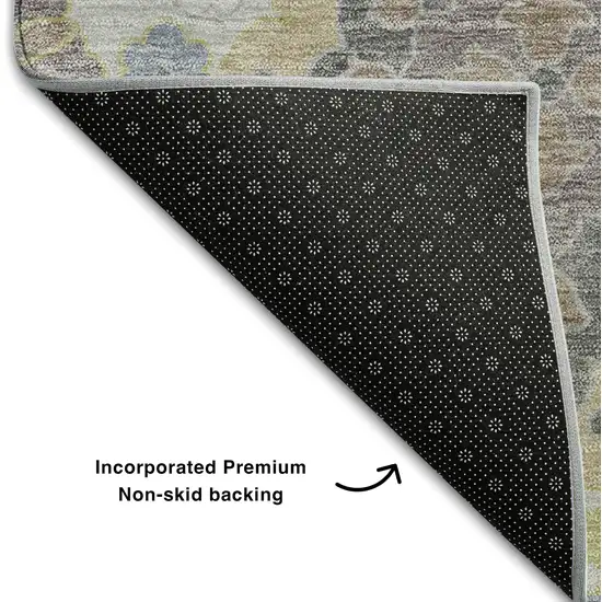 Gray Gold And Ivory Oriental Washable Area Rug With UV Protection Photo 5
