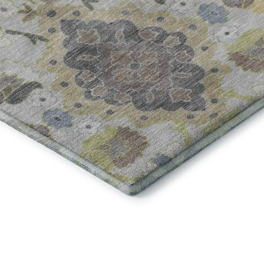 Gray Gold And Ivory Oriental Washable Area Rug With UV Protection Photo 6
