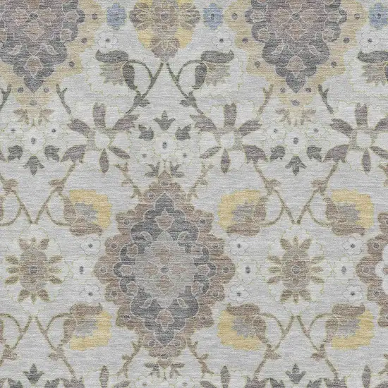 Gray Gold And Ivory Oriental Washable Area Rug With UV Protection Photo 2