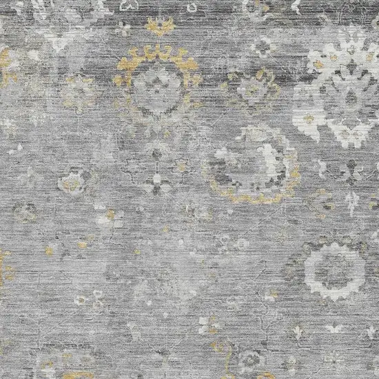 Gray Gold And Ivory Oriental Washable Area Rug With UV Protection Photo 2
