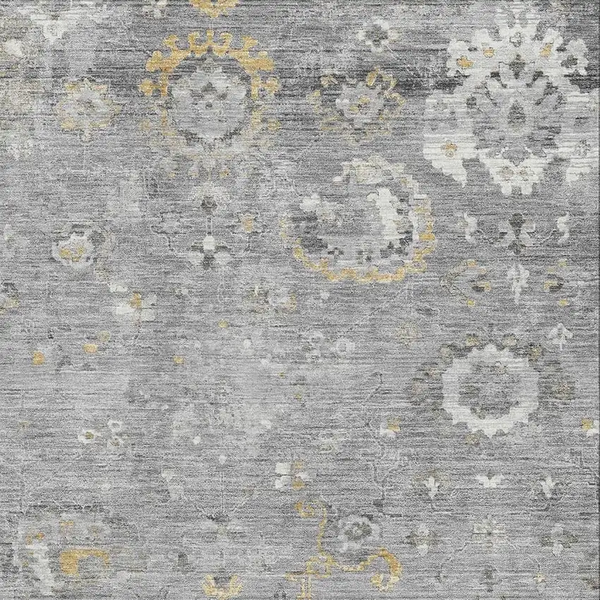 Gray Gold And Ivory Oriental Washable Area Rug With UV Protection Photo 2