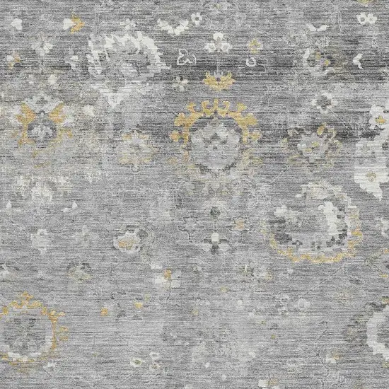 Gray Gold And Ivory Oriental Washable Area Rug With UV Protection Photo 2