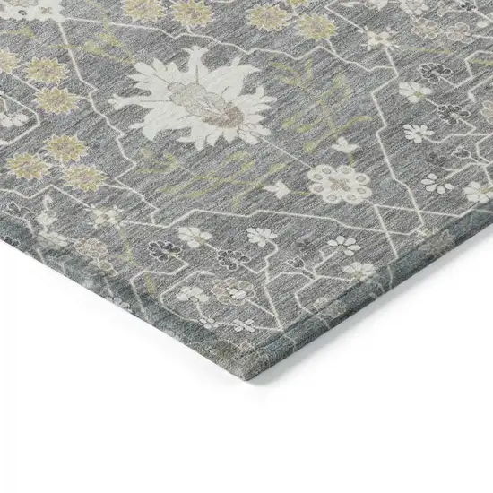 Gray Gold And Ivory Oriental Washable Indoor Outdoor Area Rug Photo 4