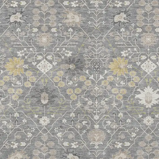 Gray Gold And Ivory Oriental Washable Indoor Outdoor Area Rug Photo 6