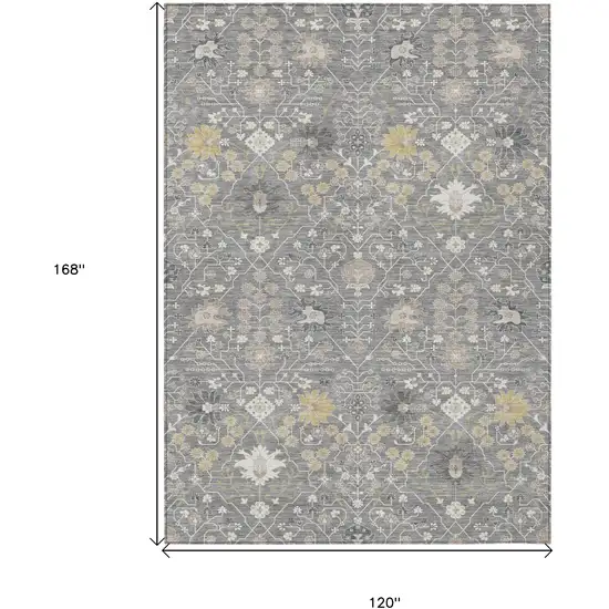 Gray Gold And Ivory Oriental Washable Indoor Outdoor Area Rug Photo 3