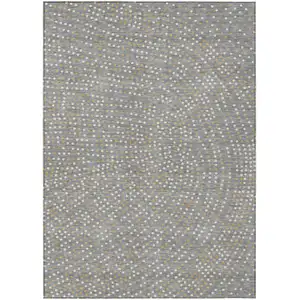 Photo of Gray Gold And Ivory Polka Dot Washable Indoor Outdoor Area Rug