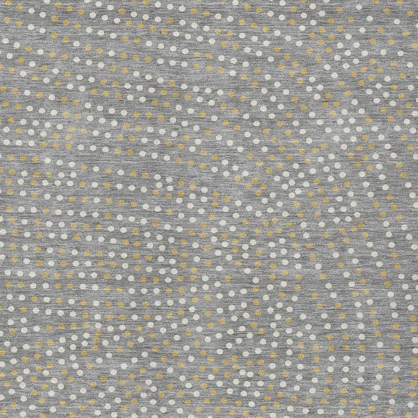 Gray Gold And Ivory Polka Dot Washable Indoor Outdoor Area Rug Photo 7