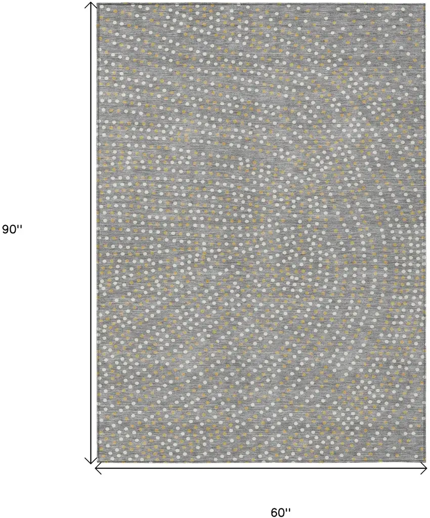 Gray Gold And Ivory Polka Dot Washable Indoor Outdoor Area Rug Photo 8