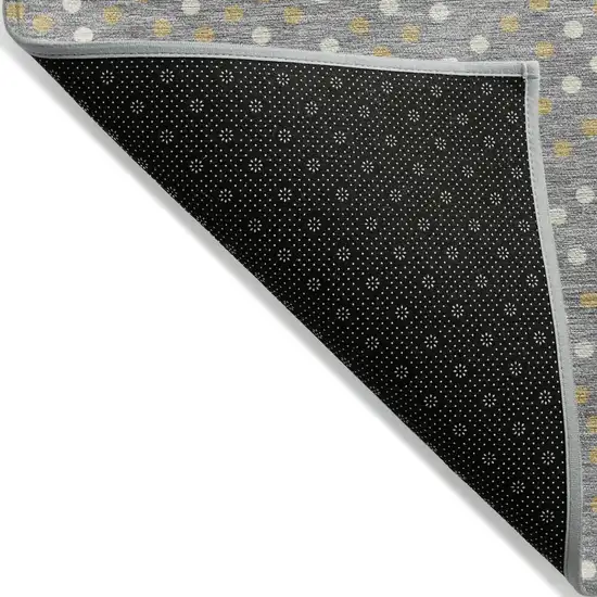Gray Gold And Ivory Polka Dot Washable Indoor Outdoor Area Rug Photo 2
