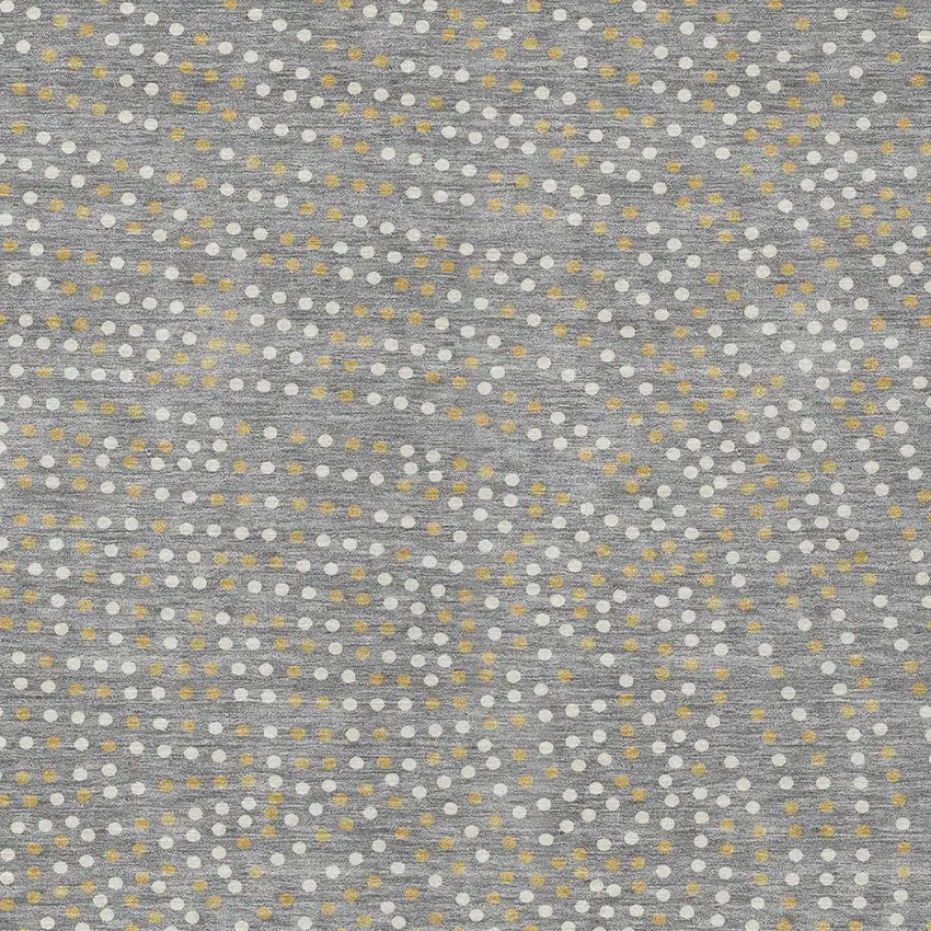 Gray Gold And Ivory Polka Dot Washable Indoor Outdoor Area Rug Photo 7