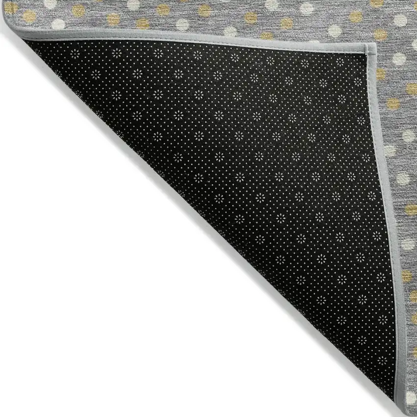 Gray Gold And Ivory Polka Dot Washable Indoor Outdoor Area Rug Photo 4