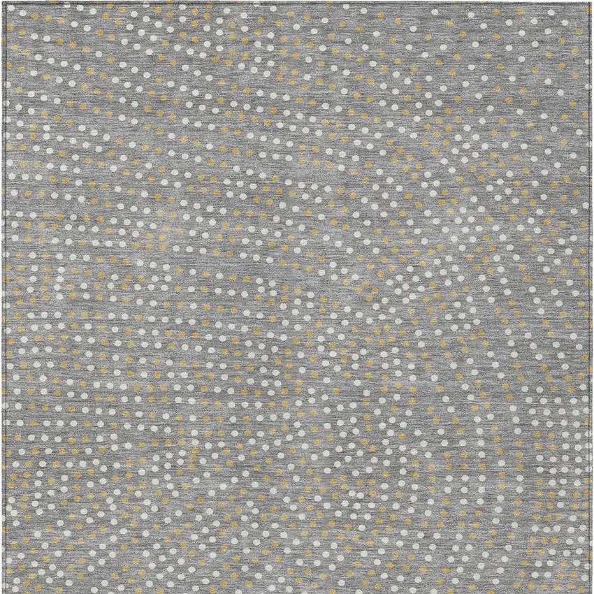 Gray Gold And Ivory Polka Dot Washable Indoor Outdoor Area Rug Photo 8