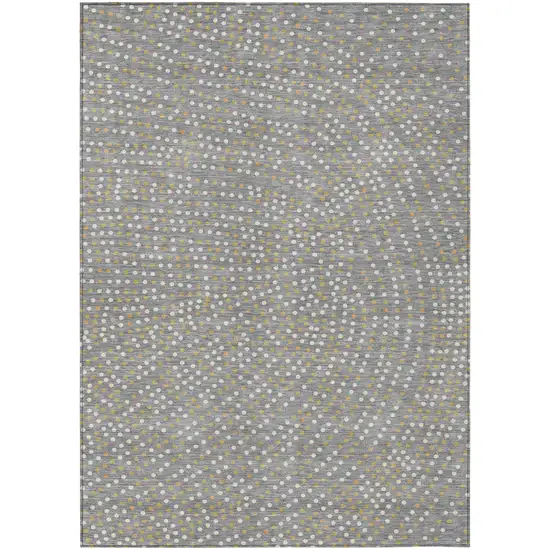 Gray Gold And Ivory Polka Dot Washable Indoor Outdoor Area Rug Photo 2