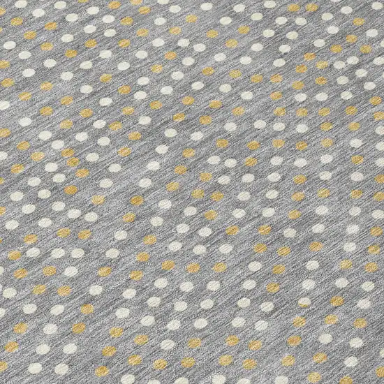 Gray Gold And Ivory Polka Dot Washable Indoor Outdoor Area Rug Photo 6