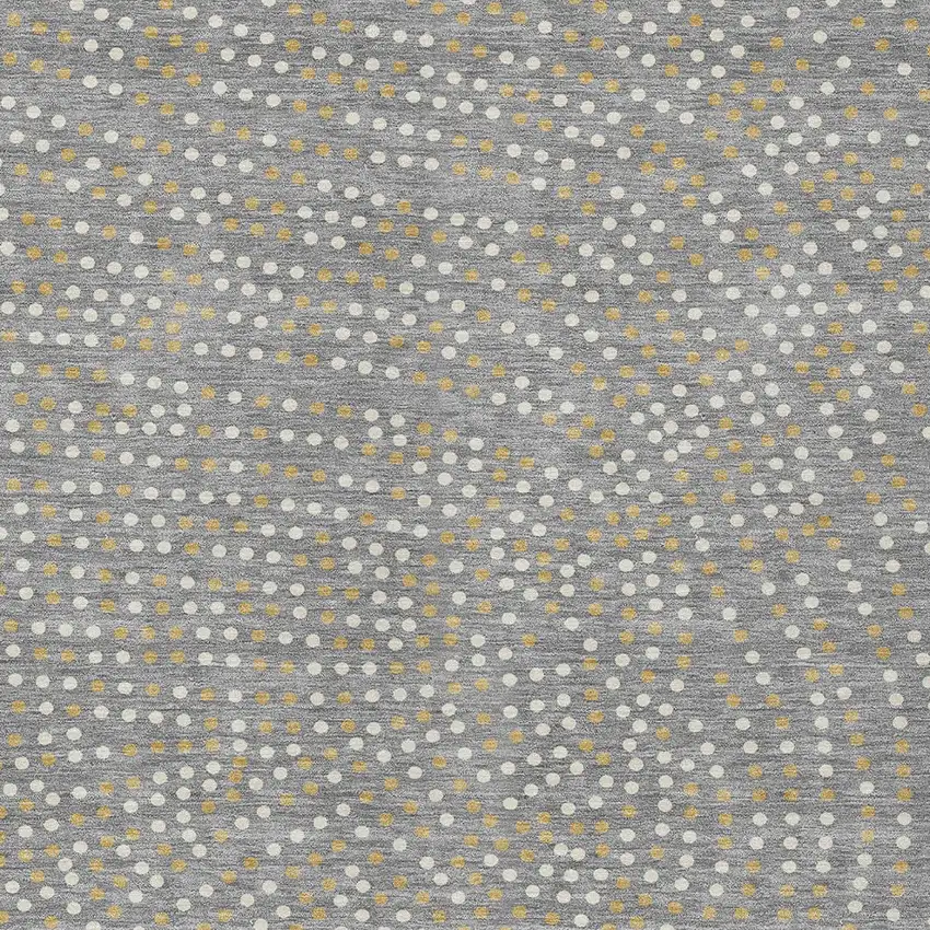 Gray Gold And Ivory Polka Dot Washable Indoor Outdoor Area Rug Photo 7