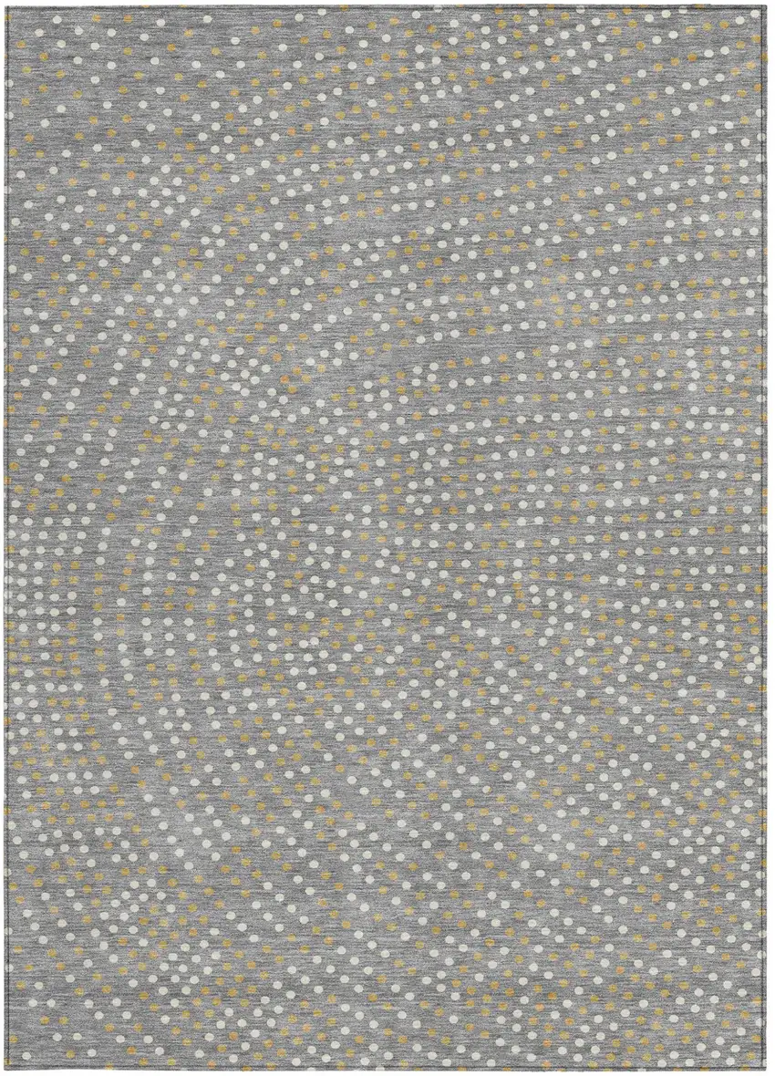 Gray Gold And Ivory Polka Dot Washable Indoor Outdoor Area Rug Photo 8