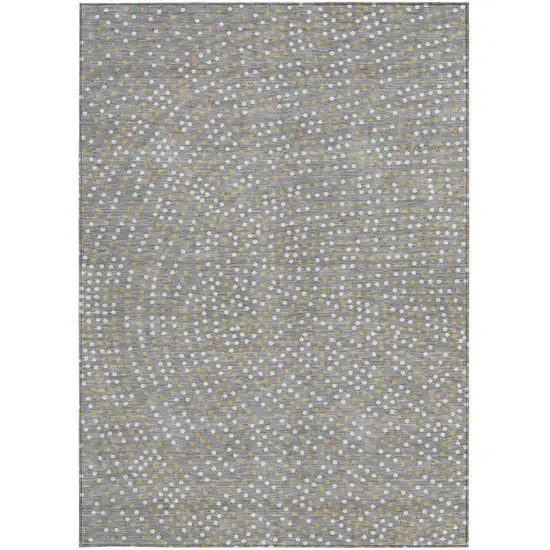 Gray Gold And Ivory Polka Dot Washable Indoor Outdoor Area Rug Photo 8