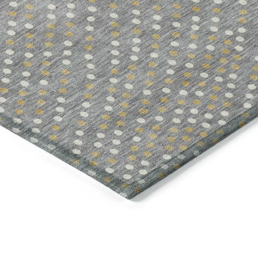 Gray Gold And Ivory Polka Dot Washable Indoor Outdoor Area Rug Photo 5