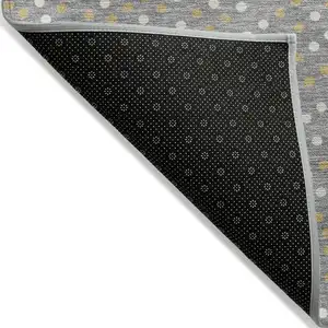 Photo of Gray Gold And Ivory Polka Dot Washable Indoor Outdoor Area Rug