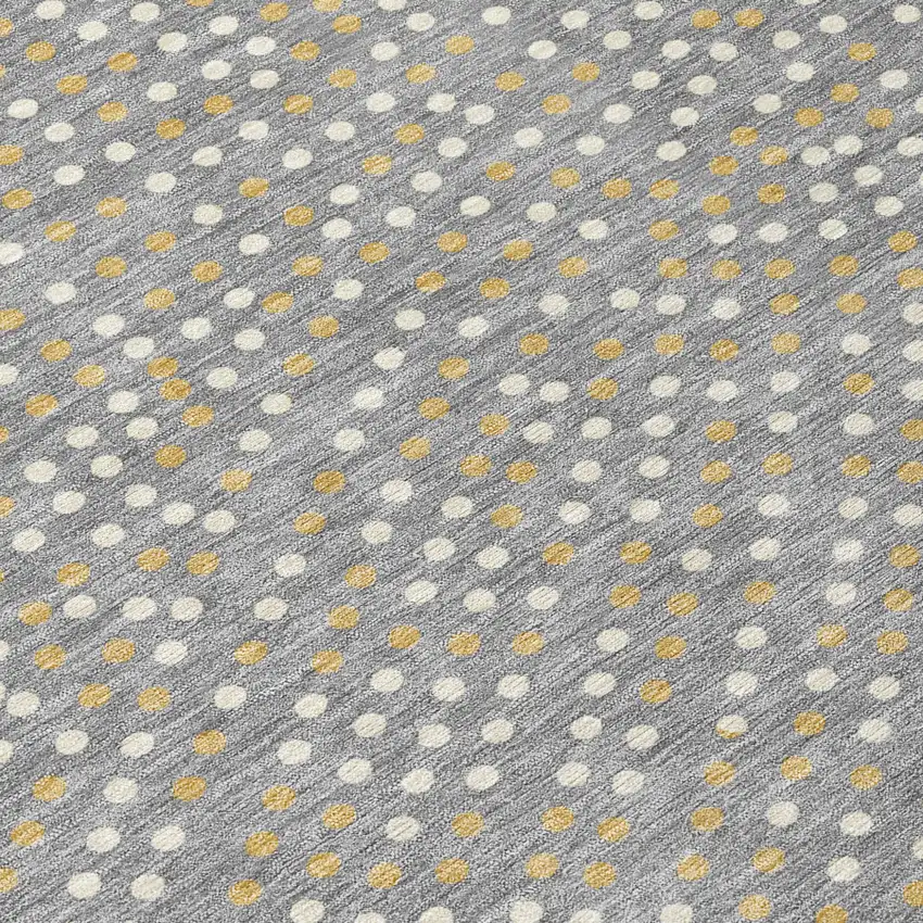 Gray Gold And Ivory Polka Dot Washable Indoor Outdoor Area Rug Photo 6