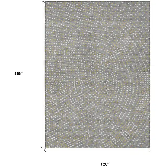 Gray Gold And Ivory Polka Dot Washable Indoor Outdoor Area Rug Photo 3