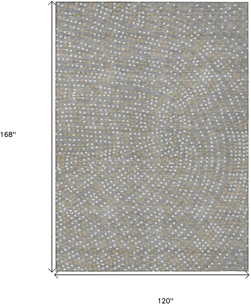 Gray Gold And Ivory Polka Dot Washable Indoor Outdoor Area Rug Photo 3