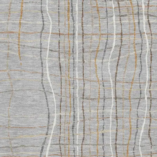 Gray Gold And Ivory Striped Washable Area Rug With UV Protection Photo 2