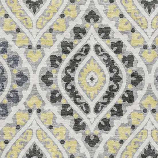 Gray Gold And Silver Diamond Washable Area Rug With UV Protection Photo 4