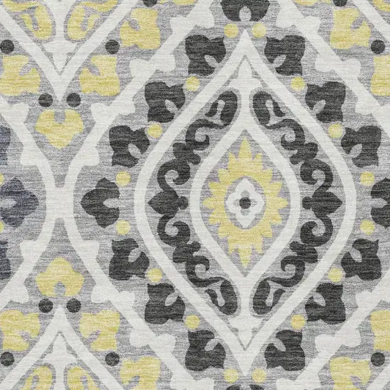 Gray Gold And Silver Diamond Washable Area Rug With UV Protection Photo 3