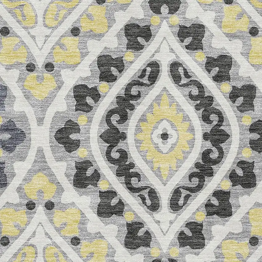 Gray Gold And Silver Diamond Washable Area Rug With UV Protection Photo 3