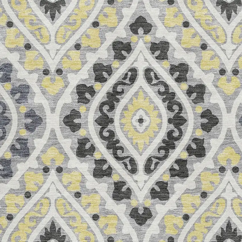 Gray Gold And Silver Diamond Washable Area Rug With UV Protection Photo 4