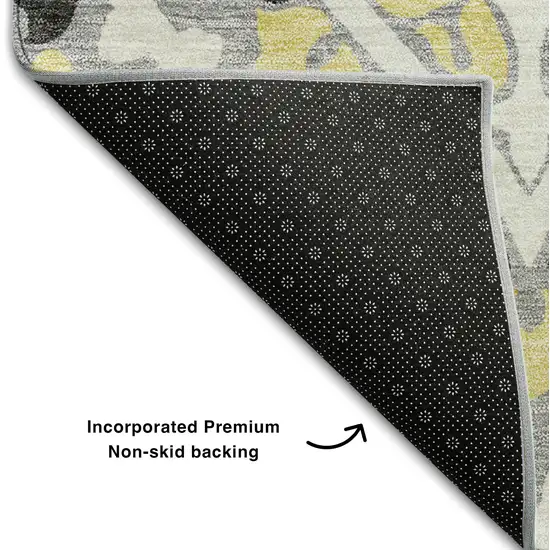 Gray Gold And Silver Diamond Washable Area Rug With UV Protection Photo 7