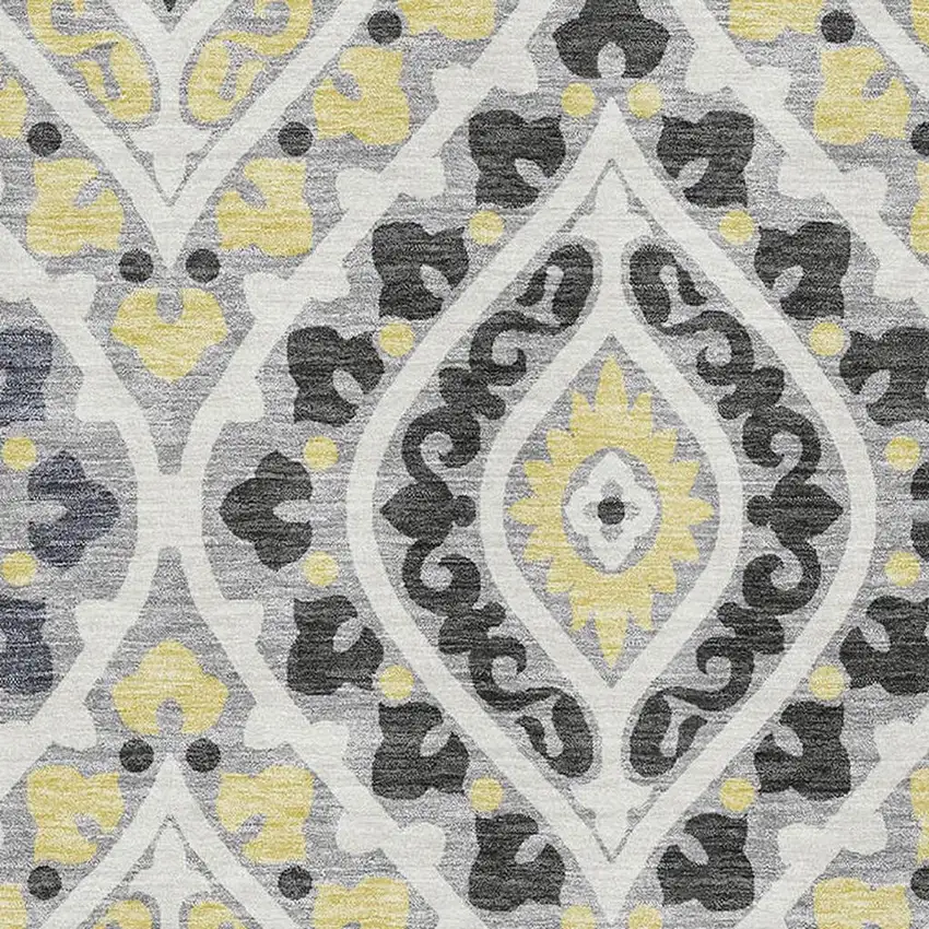 Gray Gold And Silver Diamond Washable Area Rug With UV Protection Photo 3