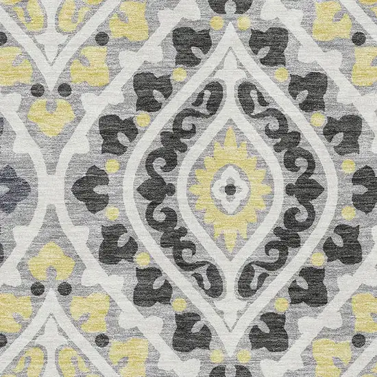 Gray Gold And Silver Diamond Washable Area Rug With UV Protection Photo 3