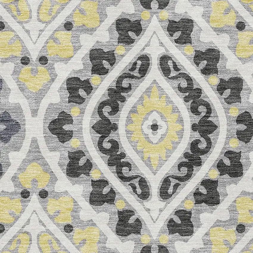 Gray Gold And Silver Diamond Washable Area Rug With UV Protection Photo 3