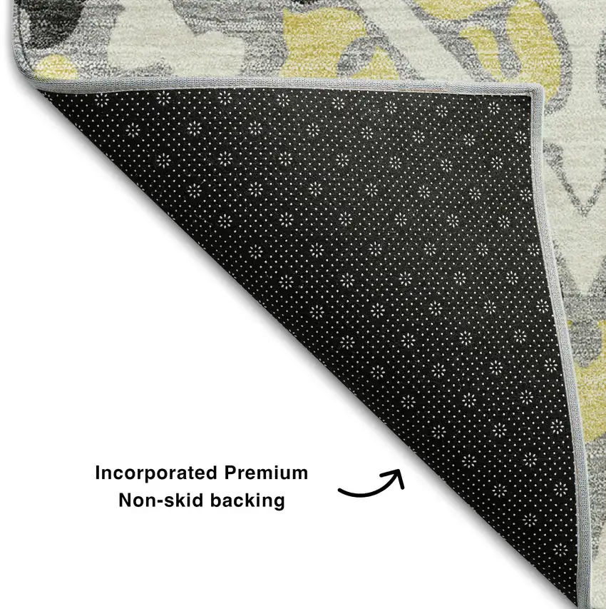 Gray Gold And Silver Diamond Washable Area Rug With UV Protection Photo 7