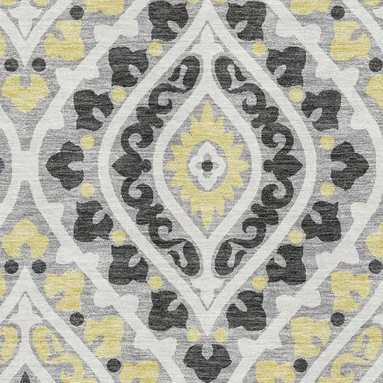 Gray Gold And Silver Diamond Washable Area Rug With UV Protection Photo 3