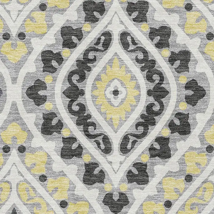 Gray Gold And Silver Diamond Washable Area Rug With UV Protection Photo 3