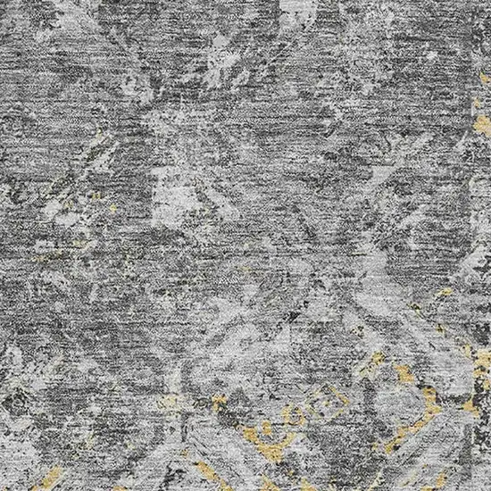 Gray Gold And Silver Diamond Washable Area Rug With UV Protection Photo 3