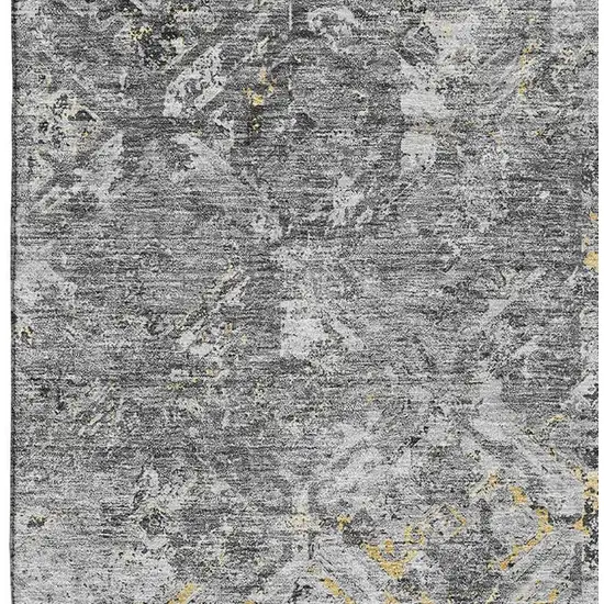 Gray Gold And Silver Diamond Washable Area Rug With UV Protection Photo 3