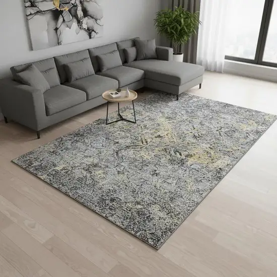 Gray Gold And Silver Diamond Washable Area Rug With UV Protection Photo 2