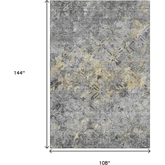 Gray Gold And Silver Diamond Washable Area Rug With UV Protection Photo 3