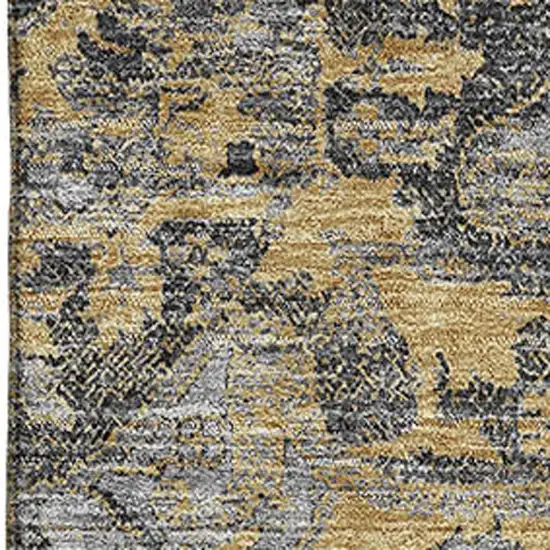 Gray Gold And Silver Floral Medallion Washable Area Rug With UV Protection Photo 3