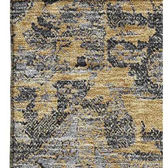 Gray Gold And Silver Floral Medallion Washable Area Rug With UV Protection Photo 3