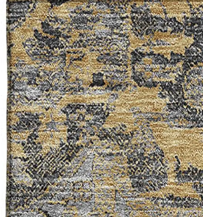 Gray Gold And Silver Floral Medallion Washable Area Rug With UV Protection Photo 3