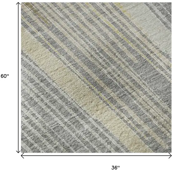 Gray Gold And Silver Geometric Washable Area Rug With UV Protection Photo 9