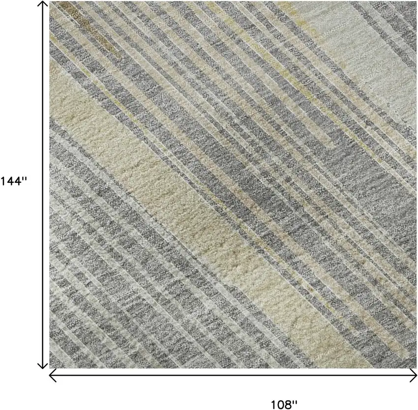 Gray Gold And Silver Geometric Washable Area Rug With UV Protection Photo 8