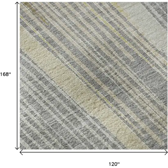 Gray Gold And Silver Geometric Washable Area Rug With UV Protection Photo 9